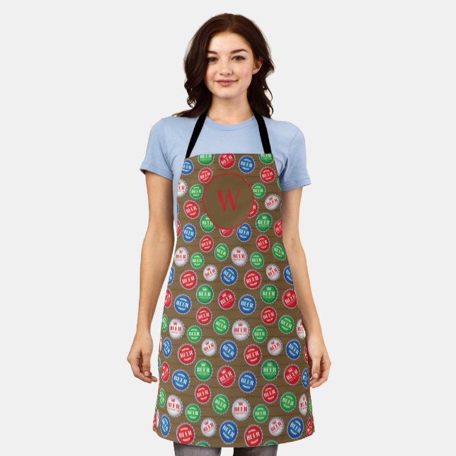 Beer Drinker Bottle Tops Man Cave Barman Apron (Worn)