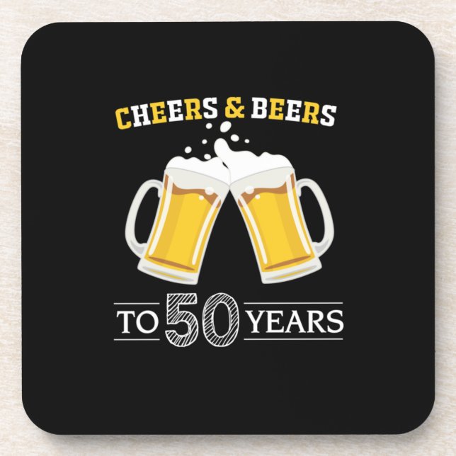 Beer Drinker Cheers and Beers to 50 Years Birthday Coaster (Front)