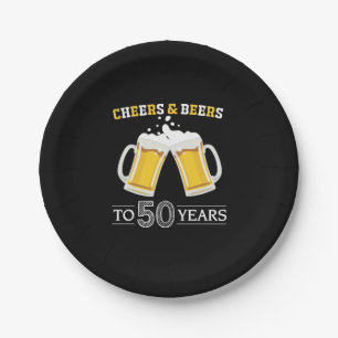 Beer Drinker Cheers and Beers to 50 Years Birthday Paper Plate