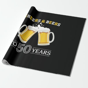 Beer Drinker Cheers and Beers to 50 Years Birthday Wrapping Paper