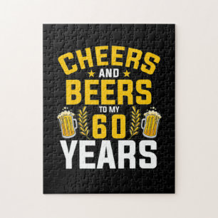 Beer Drinker Cheers And Beers To My 60 Years Birth Jigsaw Puzzle