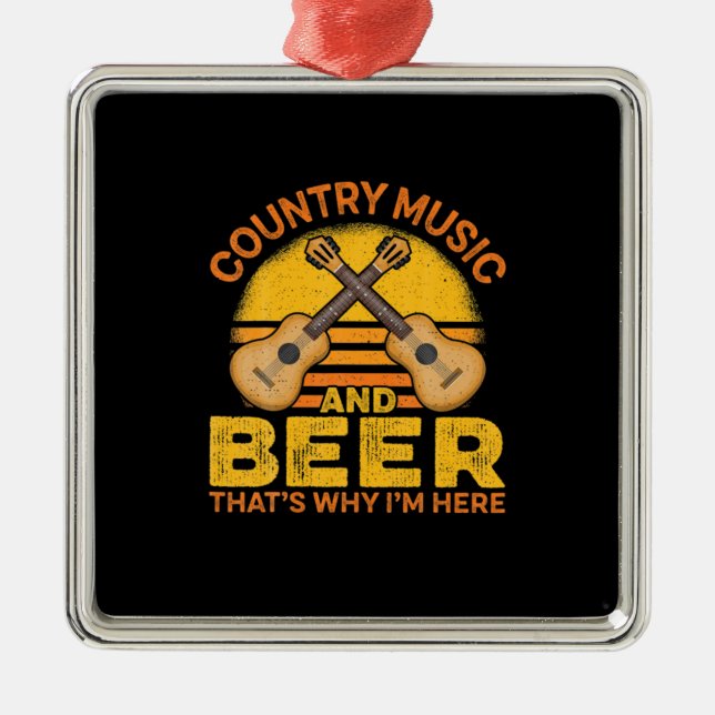 Beer Drinker Country Music And Beer Birthday Metal Tree Decoration (Front)