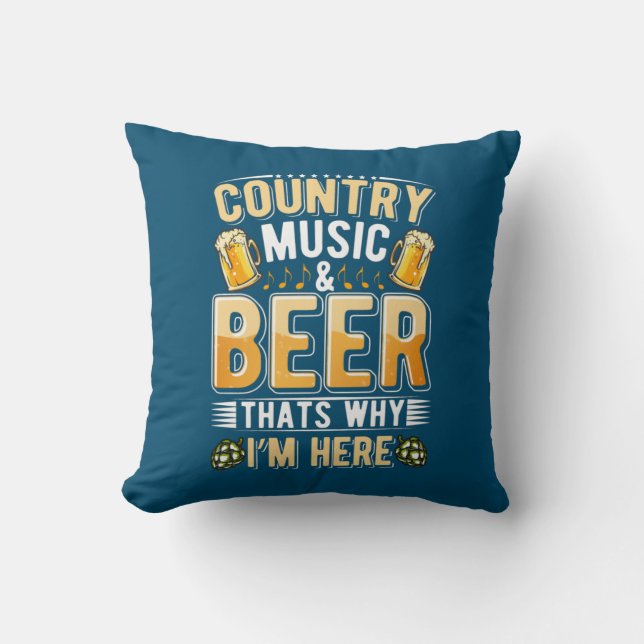 Beer Drinker Country Music Beer Drinking Birthday Cushion (Front)