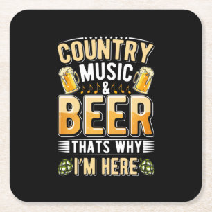 Beer Drinker Country Music Beer Drinking Birthday Square Paper Coaster