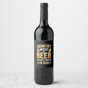Beer Drinker Country Music Beer Drinking Birthday Wine Label