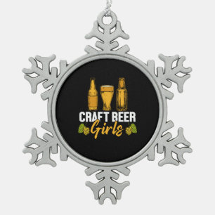 Beer Drinker Craft Beer Girls Birthday Snowflake Pewter Christmas Ornament