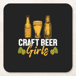 Beer Drinker Craft Beer Girls Birthday Square Paper Coaster