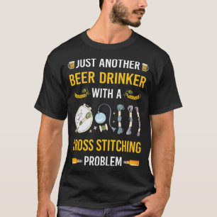 Beer Drinker Cross Stitching T-Shirt