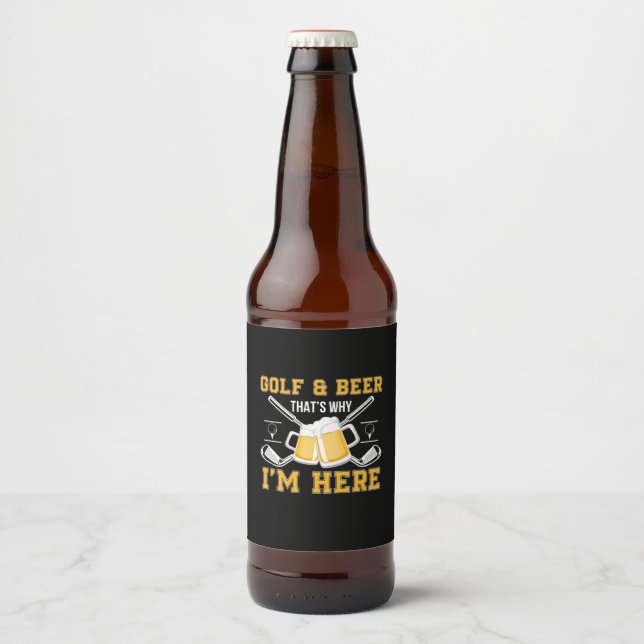 Beer Drinker Golf And Beer Birthday Bottle Label (Front)