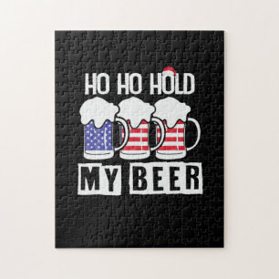 Beer Drinker Ho Ho Hold My Beer USA Birthday Jigsaw Puzzle