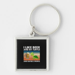 Beer Drinker I Like Beer And My Turtle Birthday Key Ring