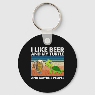 Beer Drinker I Like Beer And My Turtle Birthday Key Ring