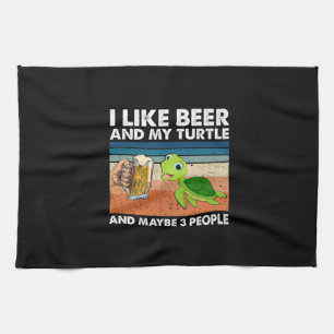Beer Drinker I Like Beer And My Turtle Birthday Tea Towel