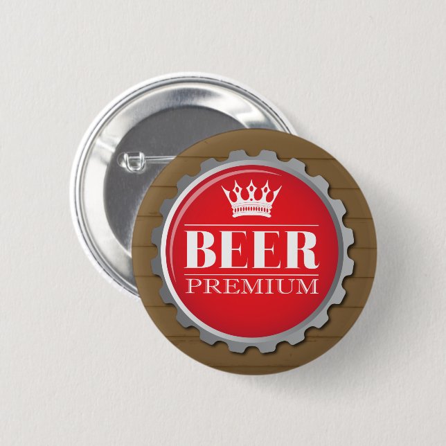 Beer Drinker Red Bottle Cap 6 Cm Round Badge (Front & Back)
