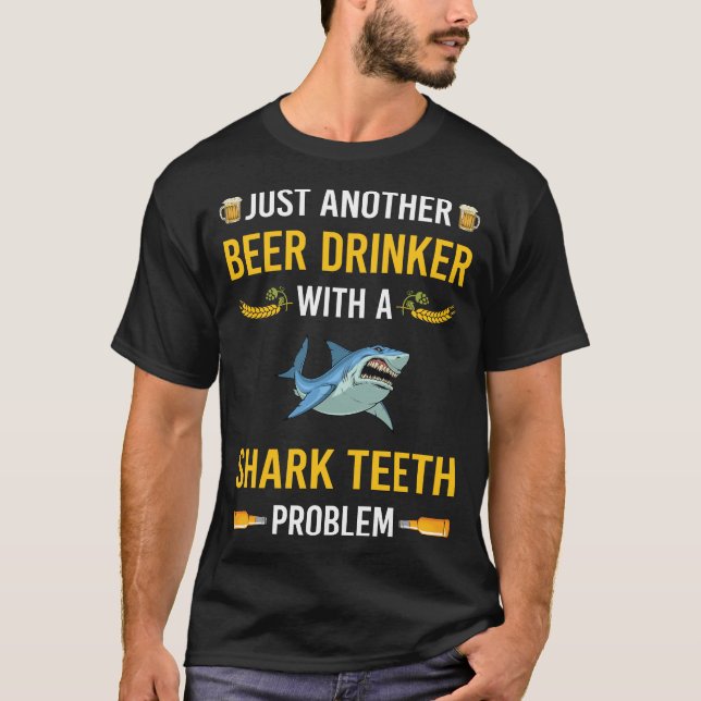 Beer Drinker Shark Teeth T-Shirt (Front)