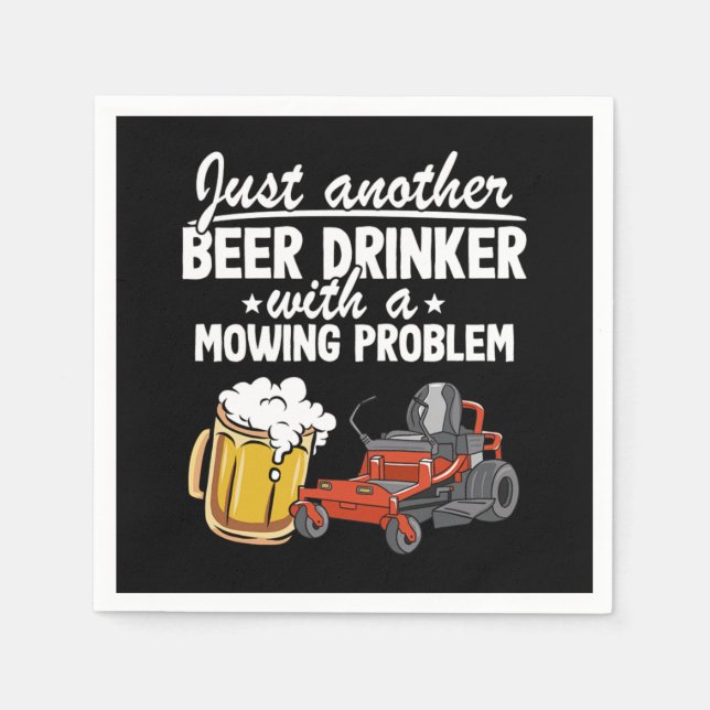 Beer Drinker With A Mowing Problem Lawn Mowing Gif Napkin (Front)