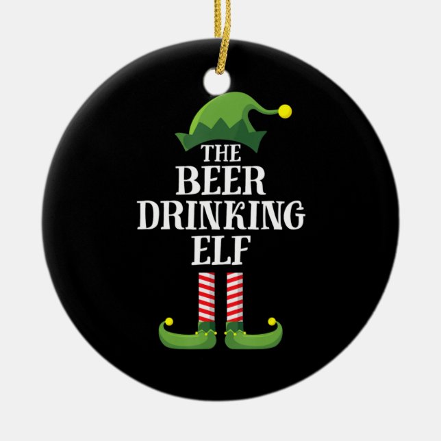 Beer Drinking Christmas Birthday Ceramic Tree Decoration (Front)