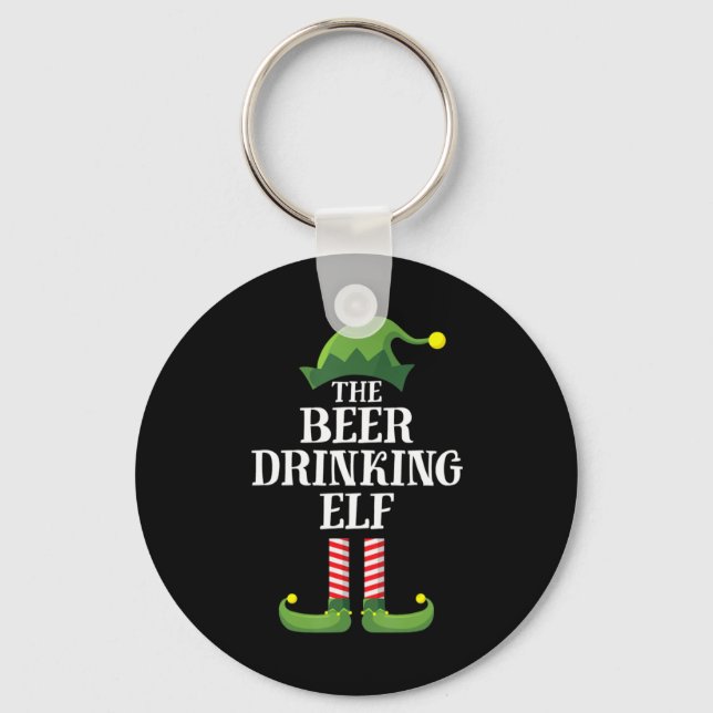 Beer Drinking Christmas Birthday Key Ring (Front)