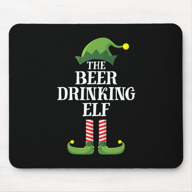 Beer Drinking Christmas Birthday Mouse Mat (Front)