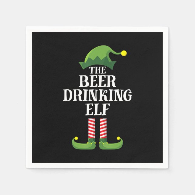 Beer Drinking Christmas Birthday Napkin (Front)