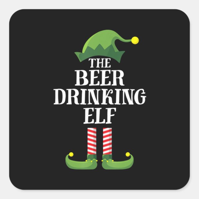 Beer Drinking Christmas Birthday Square Sticker (Front)