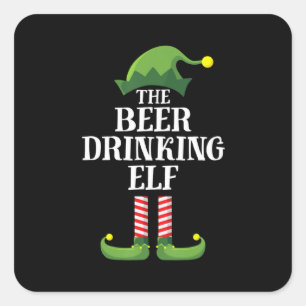 Beer Drinking Christmas Birthday Square Sticker