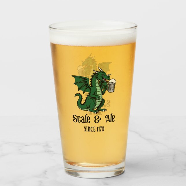 Beer Drinking Dragon Glass (Front Filled)