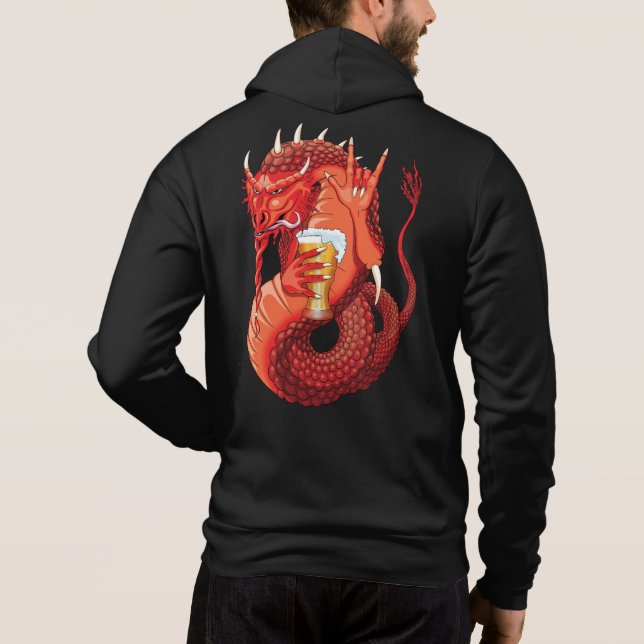 Beer Drinking Dragon Men's Hoodie (Back)