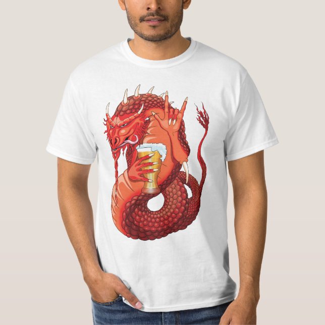 Beer Drinking Dragon Men's T-Shirt (Front)
