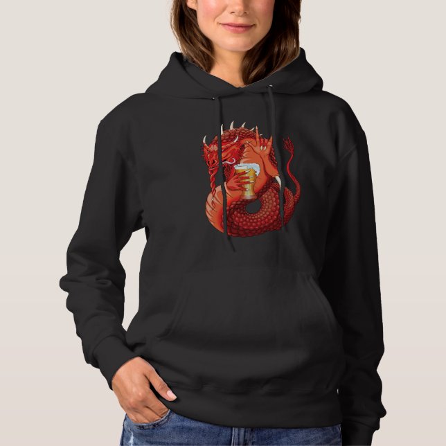 Beer Drinking Dragon Women's Hoodie (Front)