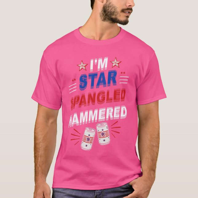 Beer Drinking Drinker Alcohol Funny 4th of July Ha T-Shirt (Front)