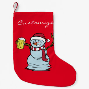 Beer-drinking Drunk Snowman Thunder_Cove Small Christmas Stocking