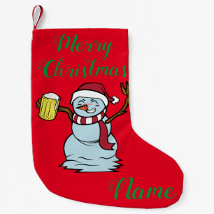 Beer-drinking Drunk Snowman Thunder_Cove Small Christmas Stocking