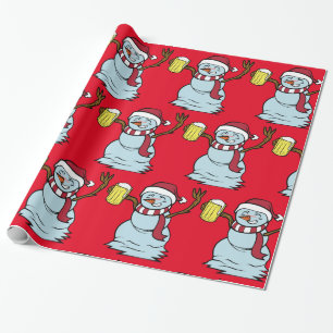 Beer-drinking Drunk Snowman Thunder_Cove Wrapping Paper