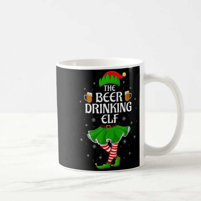 Beer Drinking Elf Christmas Family Girl Women Elf  Coffee Mug (Right)