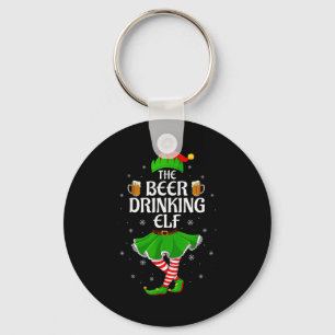 Beer Drinking Elf Christmas Family Girl Women Elf  Key Ring