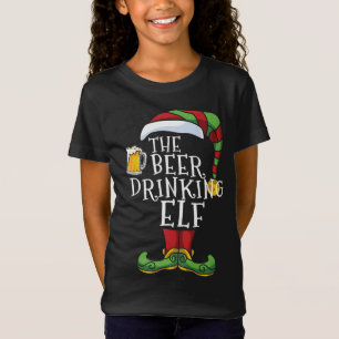 Beer Drinking Elf Family Matching Christmas Funny T-Shirt