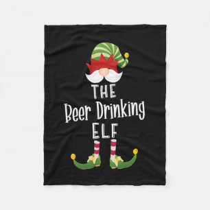 Beer Drinking Elf Group Christmas Birthday Fleece Blanket