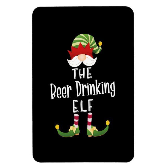 Beer Drinking Elf Group Christmas Birthday Magnet (Vertical)