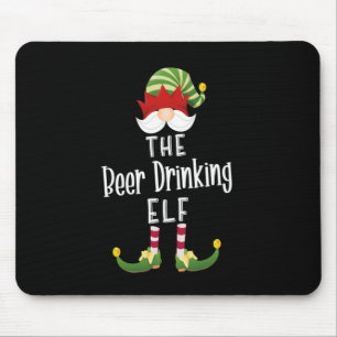 Beer Drinking Elf Group Christmas Birthday Mouse Mat