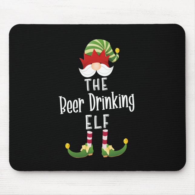 Beer Drinking Elf Group Christmas Birthday Mouse Mat (Front)