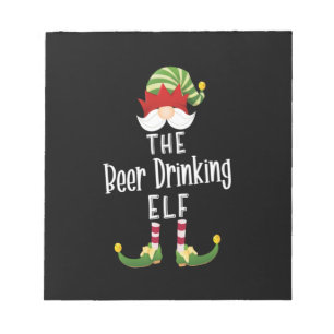 Beer Drinking Elf Group Christmas Birthday Notepad