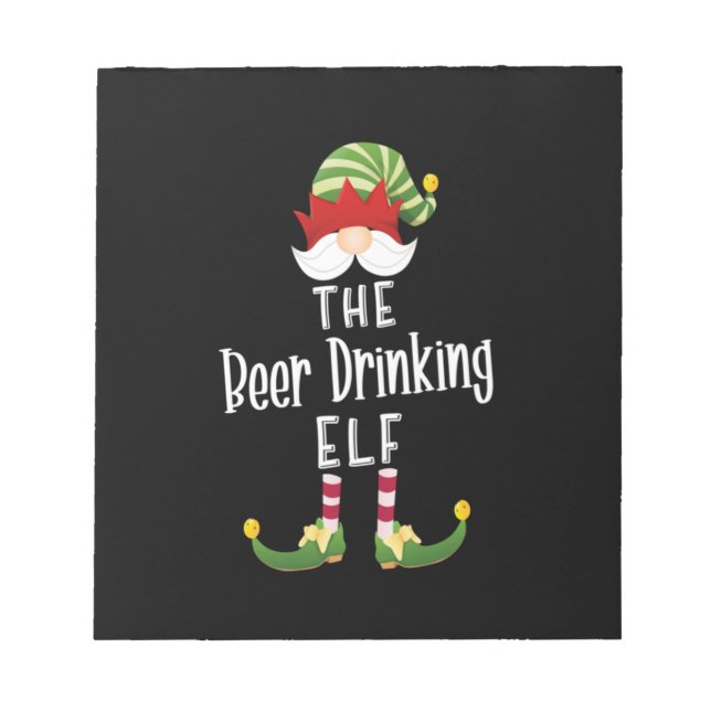 Beer Drinking Elf Group Christmas Birthday Notepad (Front)