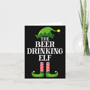 Beer Drinking Elf Matching Family Group Christmas  Card