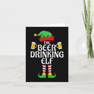 Beer Drinking Elf Matching Family Group Christmas Card