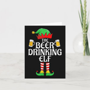 Beer Drinking Elf Matching Family Group Christmas Card