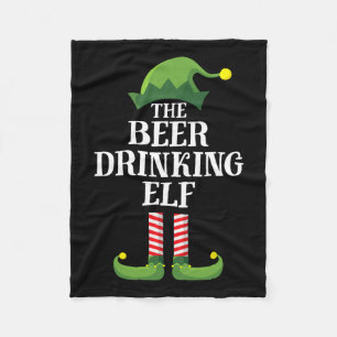 Beer Drinking Elf Matching Family Group Christmas Fleece Blanket