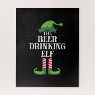 Beer Drinking Elf Matching Family Group Christmas Jigsaw Puzzle