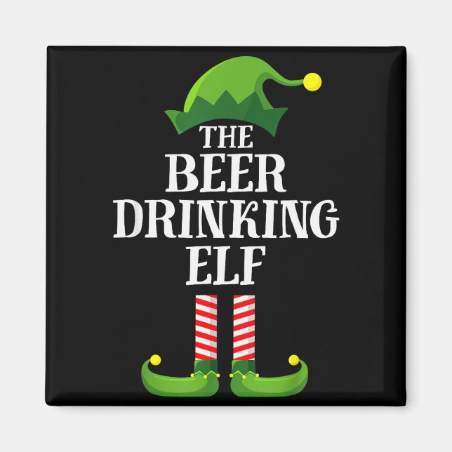 Beer Drinking Elf Matching Family Group Christmas  Magnet (Front)