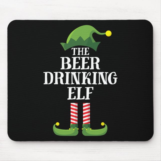 Beer Drinking Elf Matching Family Group Christmas  Mouse Mat (Front)